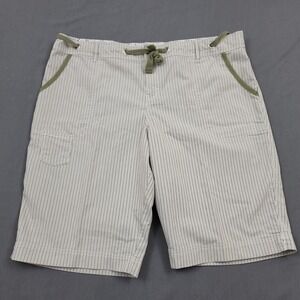 Weatherproof Womens Khaki Pinstripe Bermuda Shorts Size 18 Stretch Casual